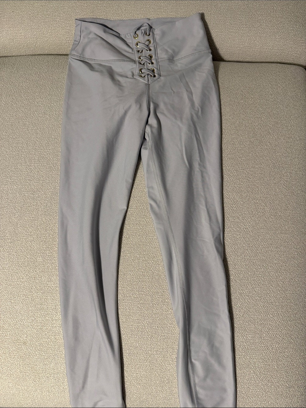WeWoreWhat Light Gray Lace-Up High-Waist Leggings